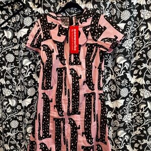Nooworks Pink Longcats Peter Pan Collared Large Dress NWT